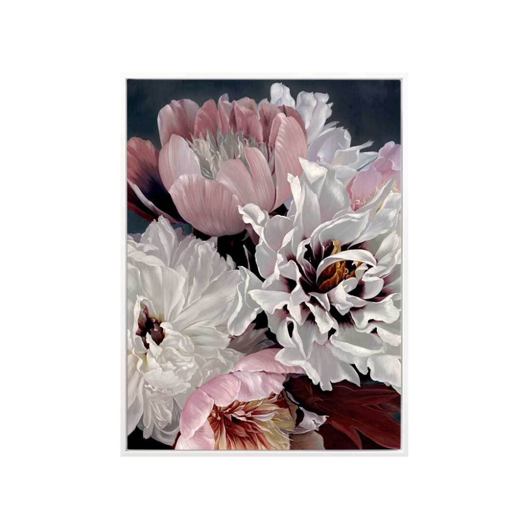 Urban Road - Fleur with White timber Look Box Frame Canvas - 100x75 - Portrait